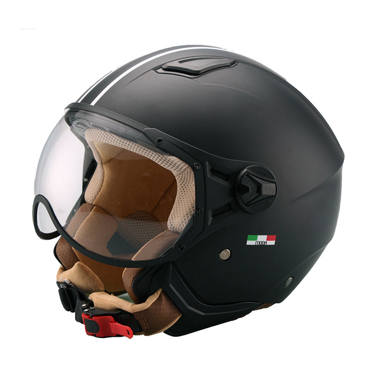 HELM Vito Jet moda / mat zwart bruine binnenkant