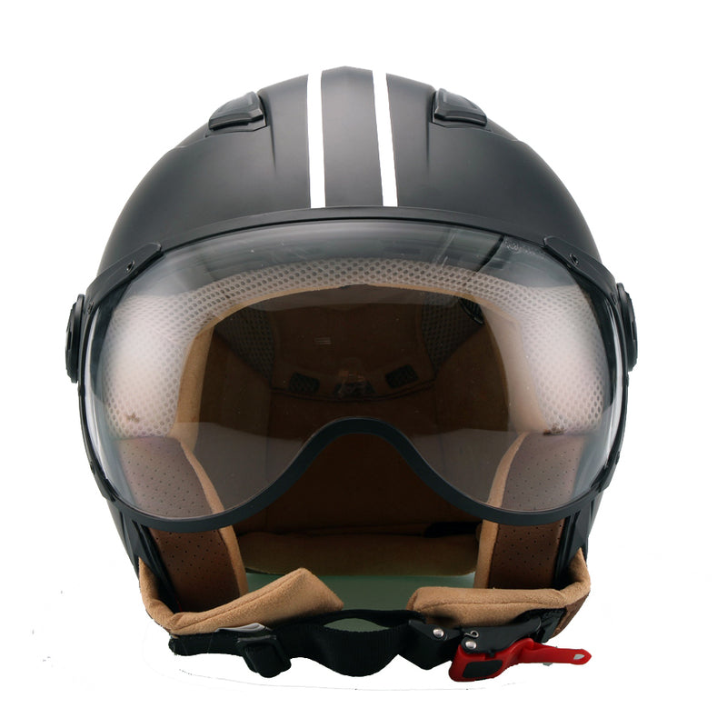 HELM Vito Jet moda / mat zwart bruine binnenkant