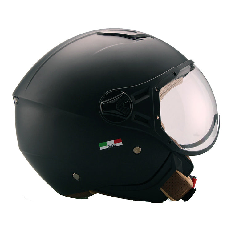 HELM Vito Jet moda / mat zwart bruine binnenkant