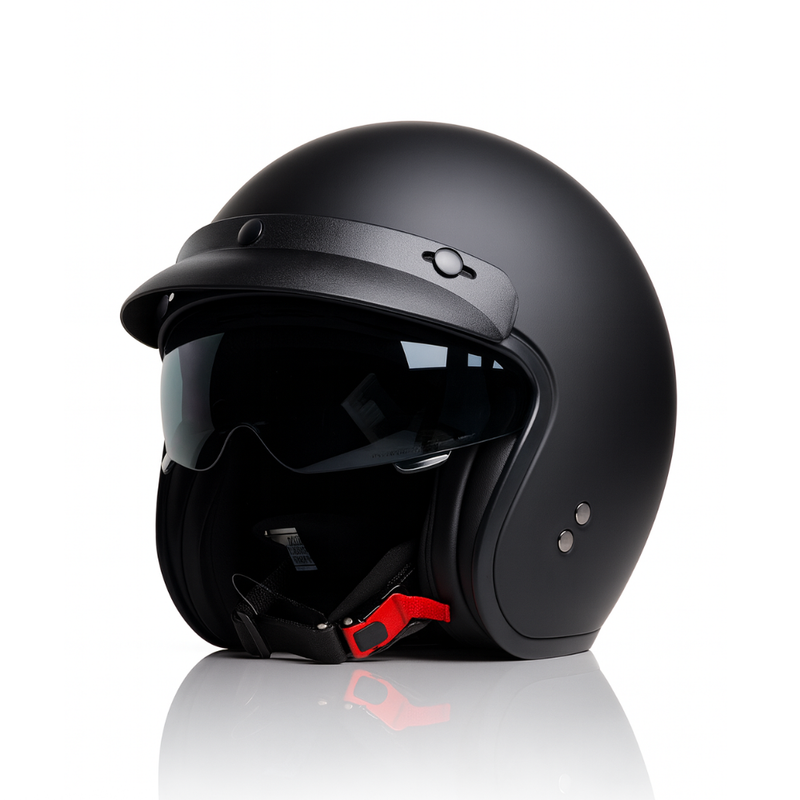 Helm vito special mat zwart oldtimer