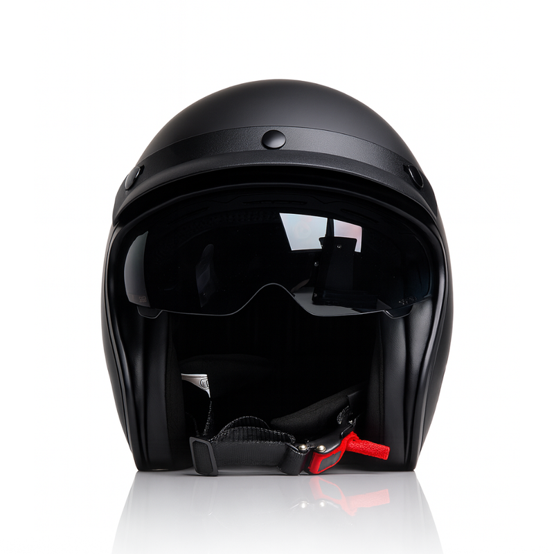Helm vito special mat zwart oldtimer